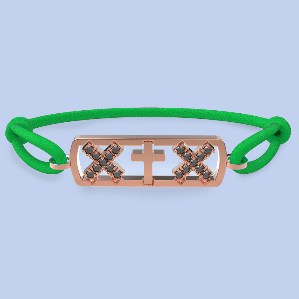 Amsterdam black diamond cross bracelet