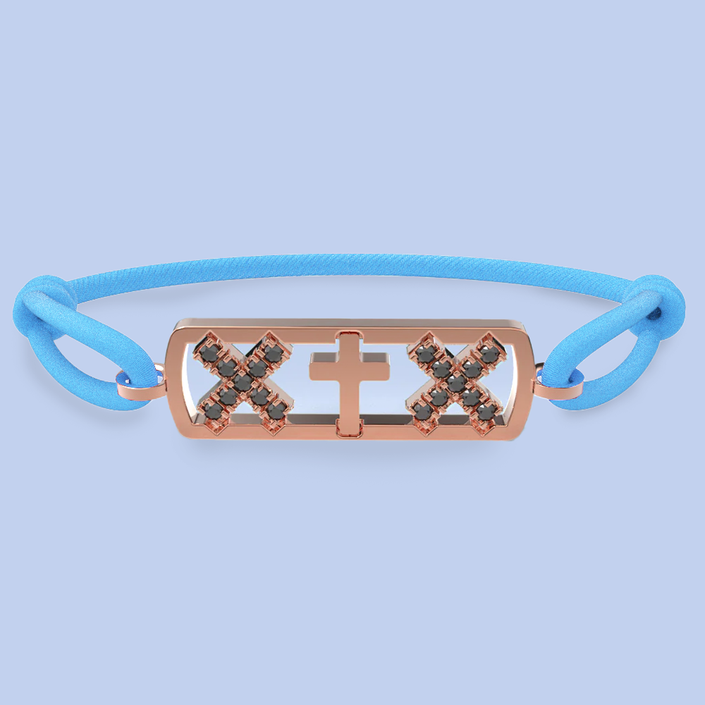 Amsterdam black diamond cross bracelet