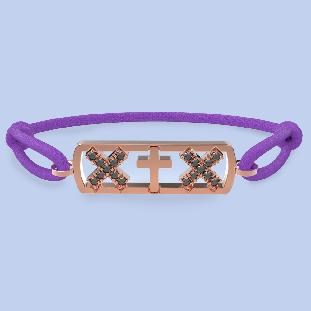 Amsterdam black diamond cross bracelet