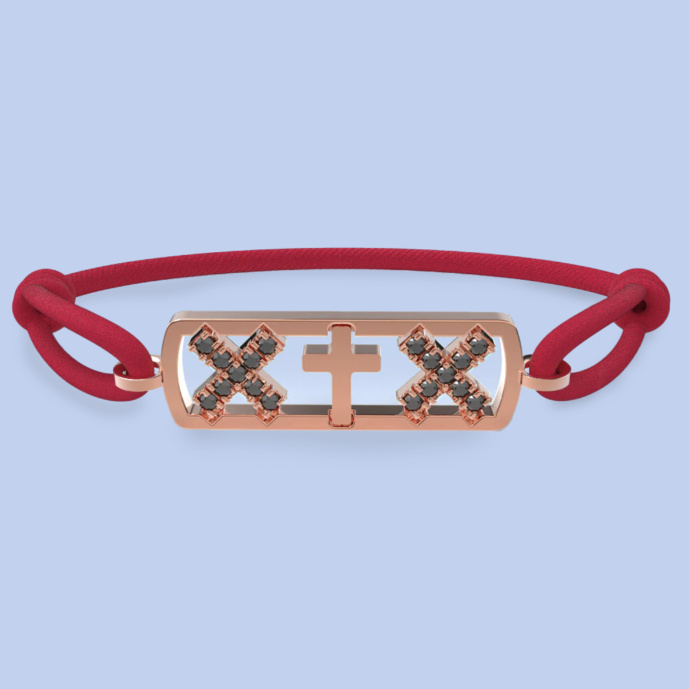 Amsterdam black diamond cross bracelet