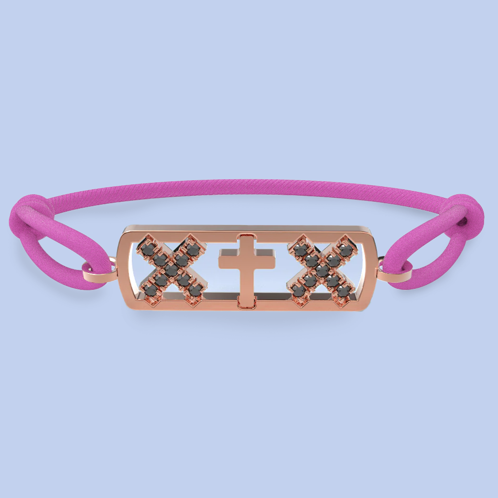 Amsterdam black diamond cross bracelet