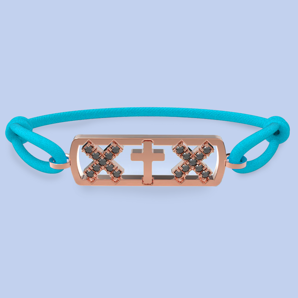 Amsterdam black diamond cross bracelet