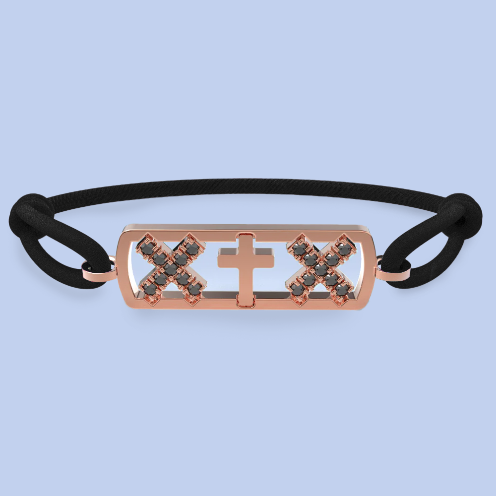 Amsterdam black diamond cross bracelet