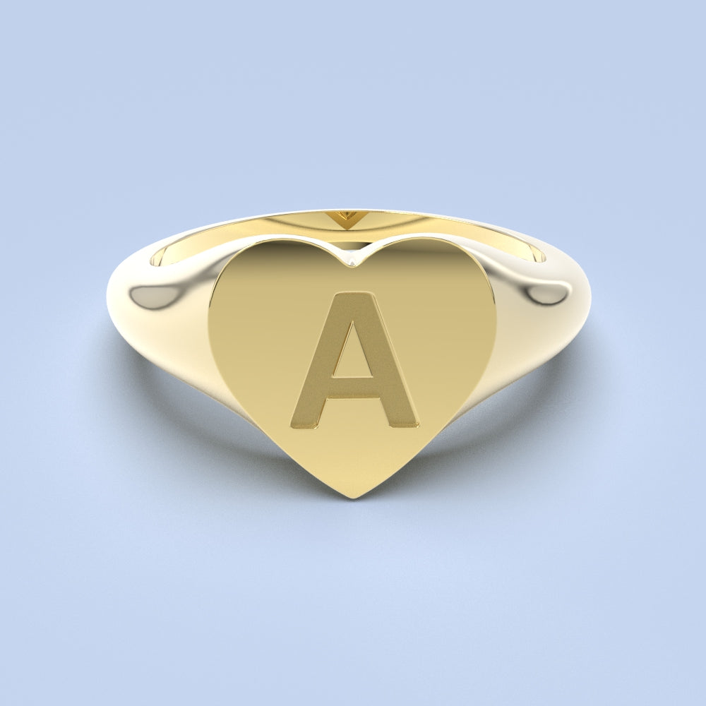 love signet ring with letter