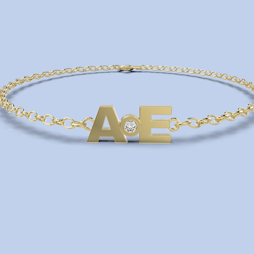 Letters bracelet with diamond 