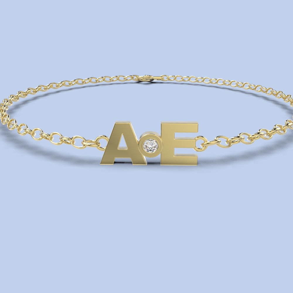 Letters armband met diamant