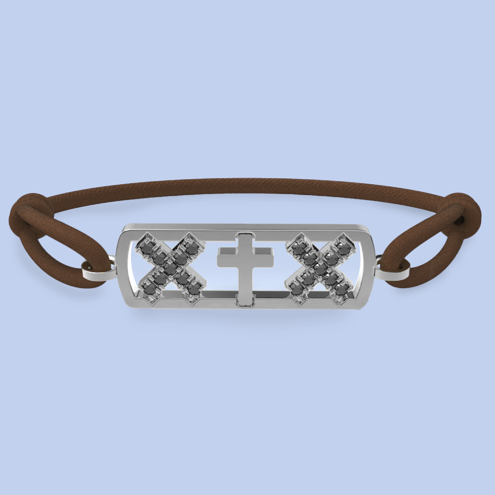 Amsterdam black diamond cross bracelet