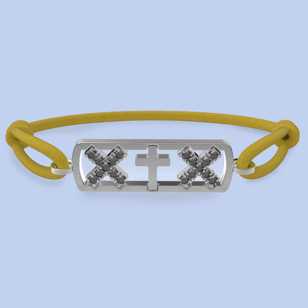 Amsterdam black diamond cross bracelet