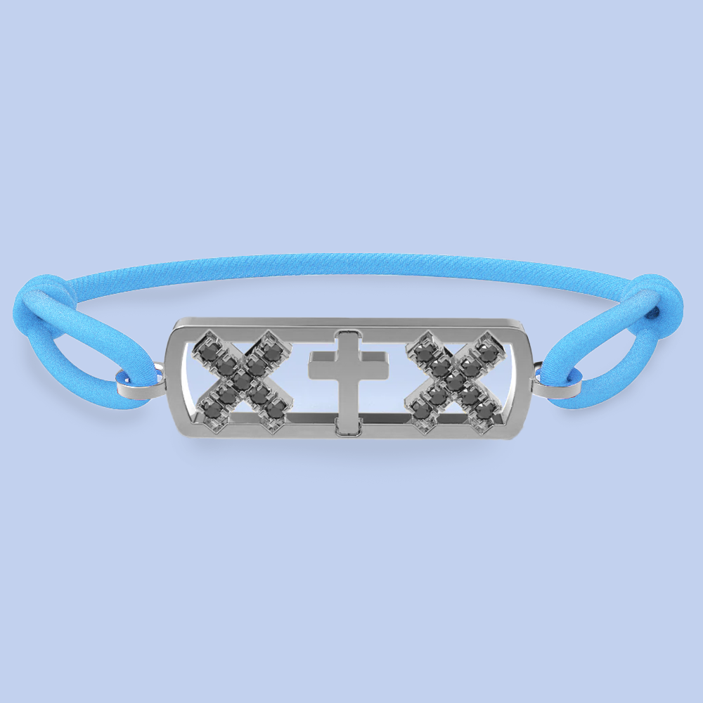 Amsterdam black diamond cross bracelet
