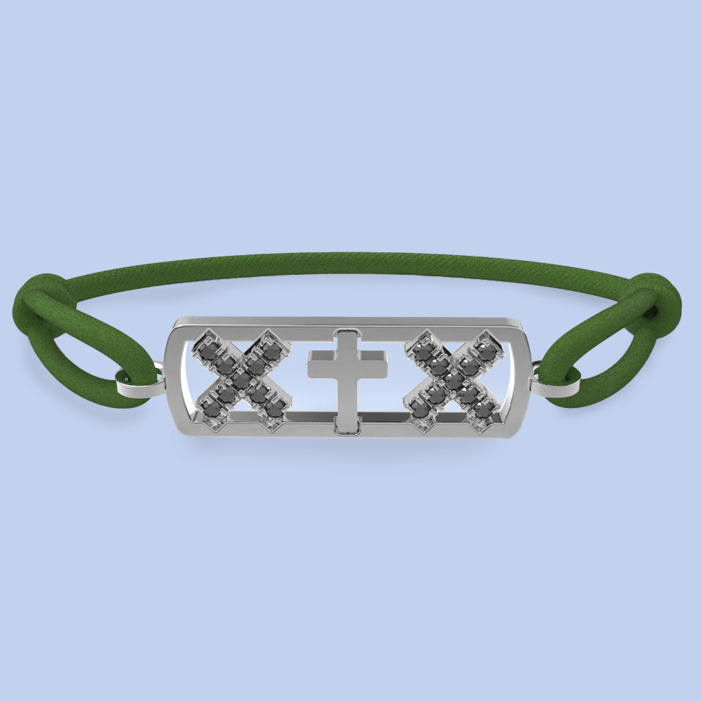 Amsterdam black diamond cross bracelet