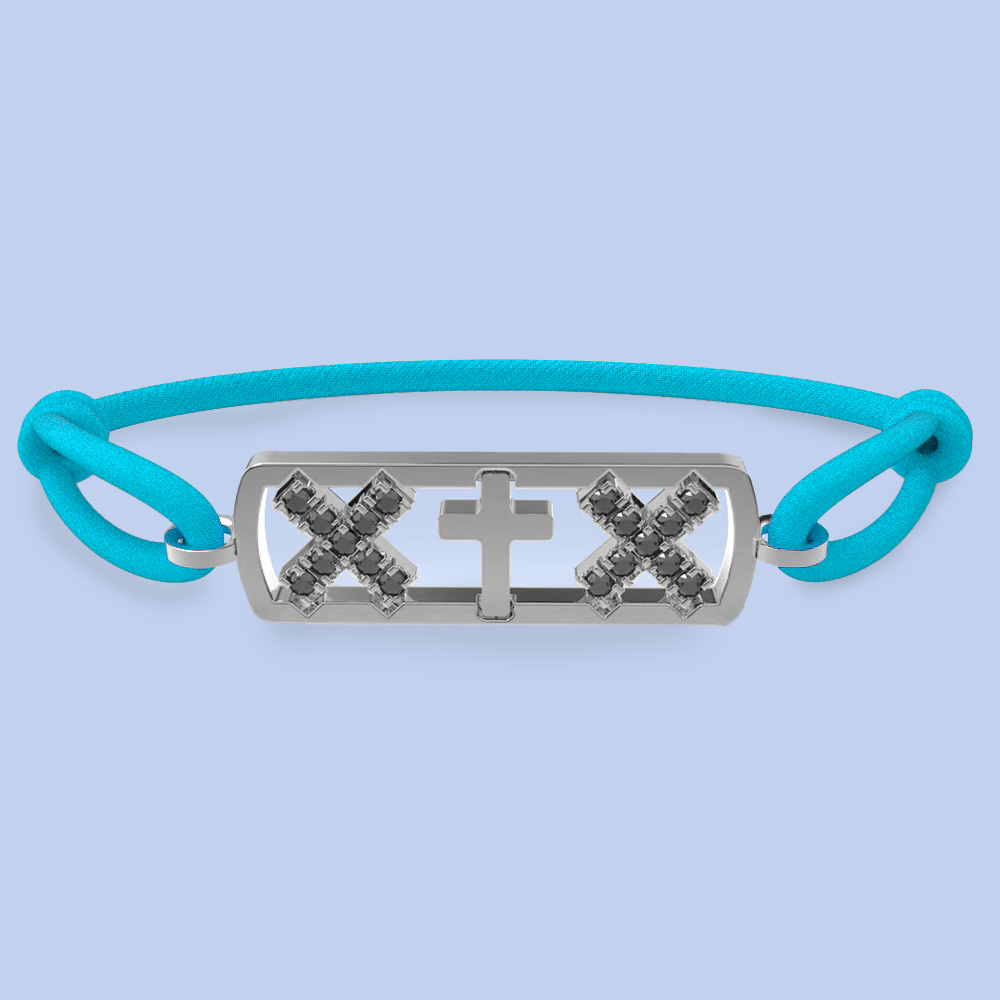 Amsterdam black diamond cross bracelet