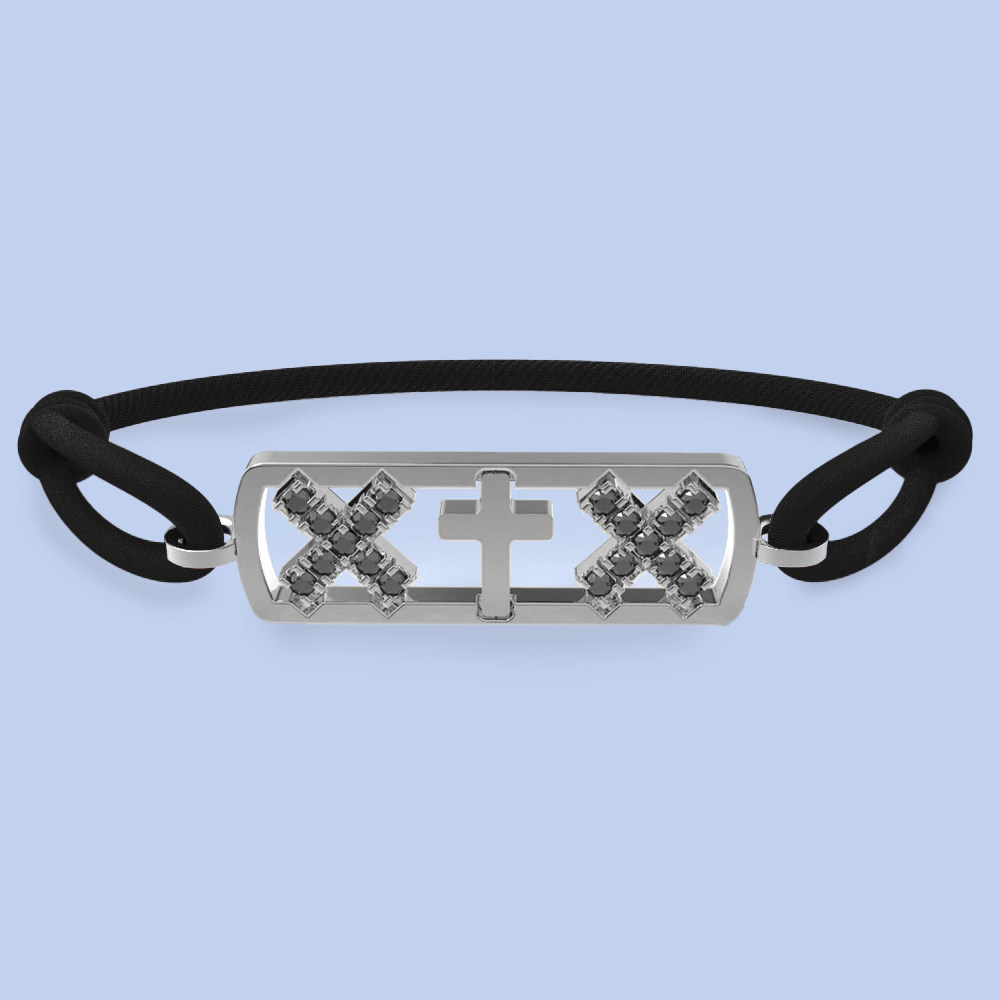 Amsterdam black diamond cross bracelet