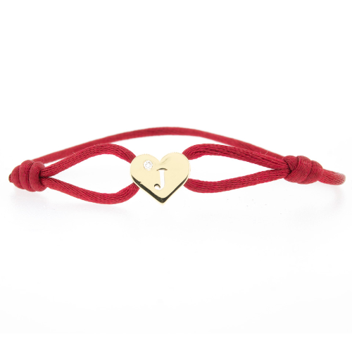 Heart bracelet with satin cord