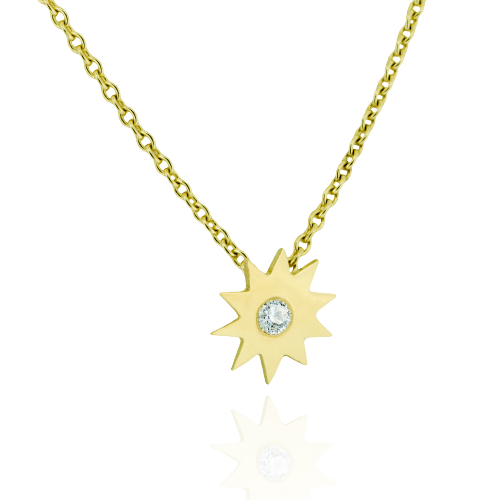 Sun necklace with diamond
