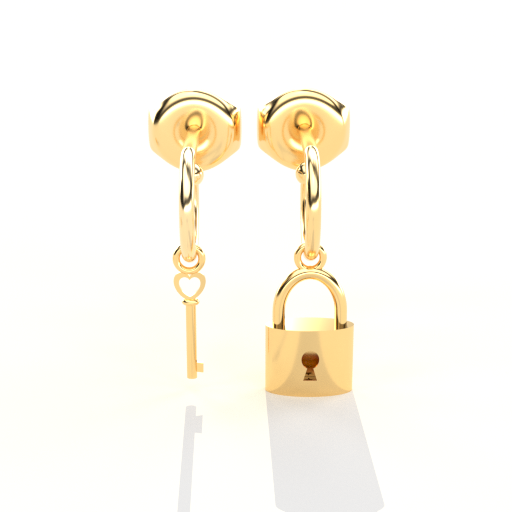 Lock and key earring