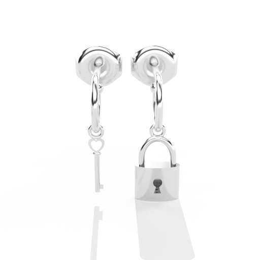 Lock and key earring